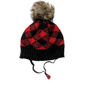 New Merry Makings Petco Pet Beanie Red Buffalo Check Plaid Pom Hat L XL Dog